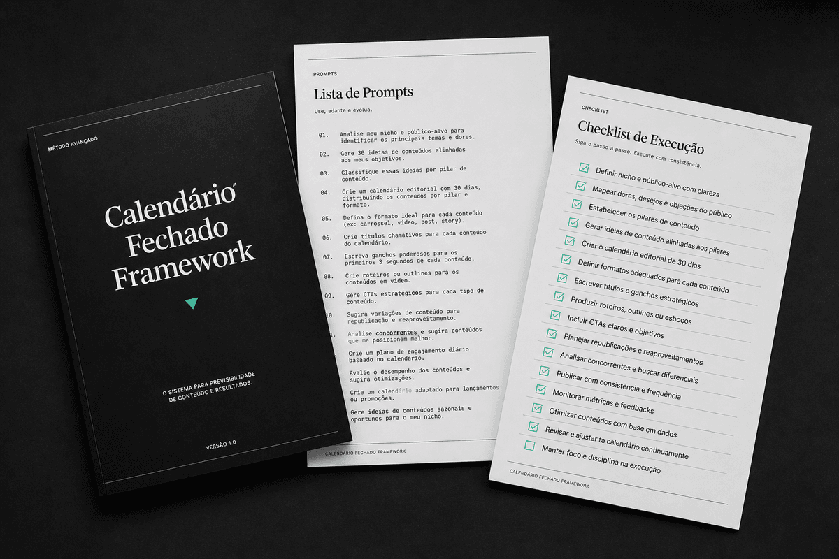 Kit de Bordo — prompts validados, framework do método e checklist anti-cara-de-IA